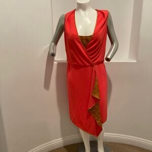 Rachel Roy Cascade Zinnia Crepe Dress Peach Sleeveless Size 14 BNWT